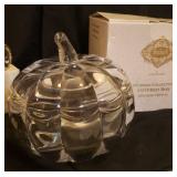 Shannon by Godinger - 24% Lead Crystal - Pumpkin Collection - Salt/Pepper Set & Covered Box - in Original Boxes