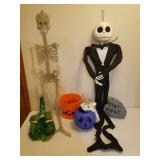 Halloween Wind Sock/Hanger, Glow in the Dark Skeleton, Dog Costumes, Treat Buckets, and B/O Stay Away Sign