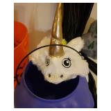 Halloween Wind Sock/Hanger, Glow in the Dark Skeleton, Dog Costumes, Treat Buckets, and B/O Stay Away Sign