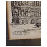 Vintage 1979 Artist Signed & Numbered Print of Original Pencil Art of Old City Hall Wichita, KS - by B.W. Lewis -  #200/600 - Matted in Custom Framed in Wichita 1982