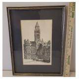 Vintage 1979 Artist Signed & Numbered Print of Original Pencil Art of Old City Hall Wichita, KS - by B.W. Lewis -  #200/600 - Matted in Custom Framed in Wichita 1982