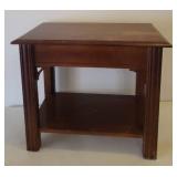 Wood End Table 16in w x 25in D x 21in T and with Wood/Metal Wall Shelf - 35in L x 6.25in D
