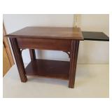 Wood End Table 16in w x 25in D x 21in T and with Wood/Metal Wall Shelf - 35in L x 6.25in D