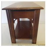 Wood End Table 16in w x 25in D x 21in T and with Wood/Metal Wall Shelf - 35in L x 6.25in D