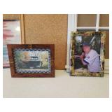 2 Framed Cork Boards, Multi Photo Frame, and 2 NIP 8x10 Photo Frames, and Two 5x7 Photo Frames