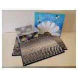 Custom Painted Canvas Art, Storage Bin/Drawer, and Set of 2 Matching Bathroom Rugs