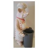 Chef Pig Kitchen Utensil Holder, Ceramic Pig Spoon Rest, and Pork Dripping Crock
