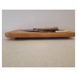 Large Footed Wood Counter-top Cutting Board, Set of 6 TRAMONTINA Steak Knives, Knife Sharpener, and 3 Paring Knives