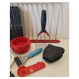 Metal & Plastic Measuring Cups, Burger Presses, Kitchen Tools, KitchenAid Silicone Oven Mitts, Cooling/Backing Racks, and Broiler Pan