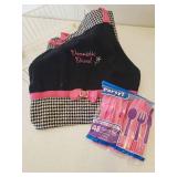 PUR Water Filter Pitcher, Wilton Cake Dome/Carrier, Dish Drying Rack, Domestic Diva Apron, and NIP Pink Plastic Cutlery Set