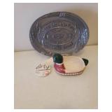 Carson Statesmetal Daily Bread Tray, Vintage Wall Mount French Fry Cutter, Wood S/P Shaker Set, Ceramic Duck Spoon Rest/Sponge Holder, Metal Kabob Skewers, & Measuring Cups/Spoons