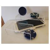 Toastmaster Electric Cool Edge Grill, Navy & Forrest Plates and Saucers, and 2 Coated Metal Shelf Racks
