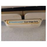 Toastmaster Electric Cool Edge Grill, Navy & Forrest Plates and Saucers, and 2 Coated Metal Shelf Racks