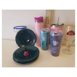4 Forrest Green FIESTA Bread & Butter/Dessert Plates, and Drink Coolers, Wine Glass and Charm, and Margarita Glass