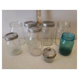 Lot of BALL & KERR Canning Jars - 5 with Rings/Lids - 8 Jars Total