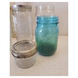 Lot of BALL & KERR Canning Jars - 5 with Rings/Lids - 8 Jars Total