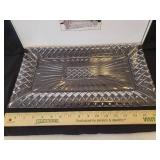 Vintage Fifth Avenue Ltd. "Estate" Pattern 24% Lead Crystal Serving Tray in Original Box - 17in L x 9.5in W