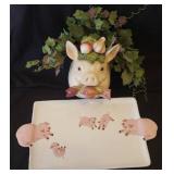 Vintage FITZ & FLOYD French Market Pig - Wall Pocket – EUC, and Taste Setter Ceramic Pig Tray Made in Italy