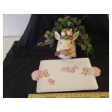 Vintage FITZ & FLOYD French Market Pig - Wall Pocket – EUC, and Taste Setter Ceramic Pig Tray Made in Italy