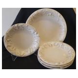 Vintage Williams-Sonoma "Tuscan Olives" Pattern Salad Service Set - Large Serving Bowl & 4 Individual Salad Bowls - Made in Italy