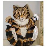 Vintage Artist Signed "Cats by Nina" Hand Painted Ceramic Cat Tray - and Kitchen & Vintage Tea Towels