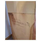 Large Oak Corner China/Sideboard Cabinet - Under Storage with 1 Silver Drawer - Lighted Top Section with Adjustable Glass Shelf and Leaded Glass Doors & Mirrored Back - 30in W x 30in L x 25in D from C