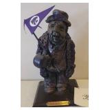 Wichita Artist Babs Mellor - Vintage Signed Sculpture - KSU "Send Me In Coach" - on Base with Brass Plaque - 10in T
