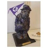 Wichita Artist Babs Mellor - Vintage Signed Sculpture - KSU "Send Me In Coach" - on Base with Brass Plaque - 10in T