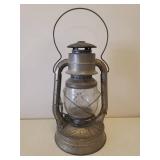 Antique DIETZ D-LITE No. 2 Oil Lamp with Original Dietz Glass Globe - 7.5in W x 7.5in D x 17.5in T