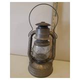 Antique DIETZ D-LITE No. 2 Oil Lamp with Original Dietz Glass Globe - 7.5in W x 7.5in D x 17.5in T