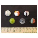 Lot of 6 Antique Glass Shooter Marbles