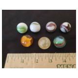 Lot of 7 Antique Glass Shooter Marbles