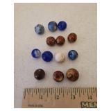 Collection of 13 Antique Glass Mid Size Marbles