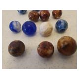 Collection of 13 Antique Glass Mid Size Marbles