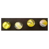 Collection of 8 Antique Yellow Tone Small Size Glass Marbles