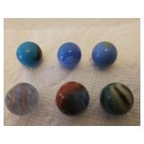 Collection of 11 Antique Blue Tone Small Size Glass Marbles
