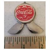 Antique Coca-Cola Double Blade Watch Fob Pocket Knife - Mother of Pearl Case - 1.5in W Closed - Rare