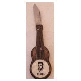Vintage ELVIS Guitar Single Blade Pocket Knife with Mother of Pearl insets on Front & Back - 6in L Open - By Colonial