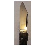 Vintage ELVIS Guitar Single Blade Pocket Knife with Mother of Pearl insets on Front & Back - 6in L Open - By Colonial