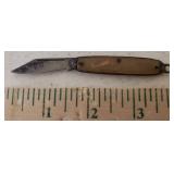 Vintage KUTMASTER Utica, New York - U.S.A. MADE - PURINA FEEDS 2 Blade Pocket Knife - 6.5in L Full Open, and Vintage Thornton USA Single Blade Watch Fob Pocket Knife with Bakelite Handle - 4in L Open