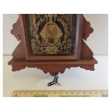 Antique 31 Day Key Wind Chime Pendulum Wall Clock in Ornate Walnut Case with Gold Embellished Glass Door - Includes Key - Back Stamped: Made by James F. Wilkerson