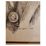 Vintage Signed Art Print of "Chief He Dog" By Bob Dale - Matted & Framed - 17.5in W x21.5in T