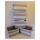 Set of 5 CIRCO Stripe Canvas Hard Side Storage Baskets - 15.5in L x 11.5in W x 10.5in T