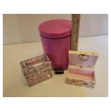 Pucci Pups Plush Puppy in Case, Craft Caddy, Flower Pinwheel Spinners, Musical Jewelry Box & Travel Box, Pink Metal Waste Can, Groovy Scrapbook Kit, and Pink Tote