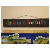 Large Painted Canvas Art & Wood Dream Colorfully Sign