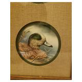 Vintage Framed Wildlife Prints - Black & White is Signed by Artists, and Deer Antler