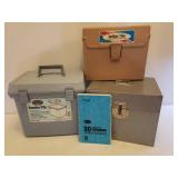 3 File Storage Boxes - 1 is Metal, and Spiral Notebook
