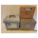3 File Storage Boxes - 1 is Metal, and Spiral Notebook