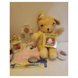 Franklin Mint Porcelain Collectible Teddy Bear Plates with Hangers, Vintage Plush Animals, Baby Accessories, Nursery Decor, and Baby