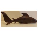 Vintage Large Hand Carved Ironwood Shark Sculpture - 15.5in L x 5.5in T